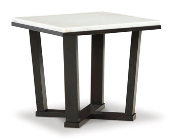 Fostead End Table in White/Espresso, angle view
