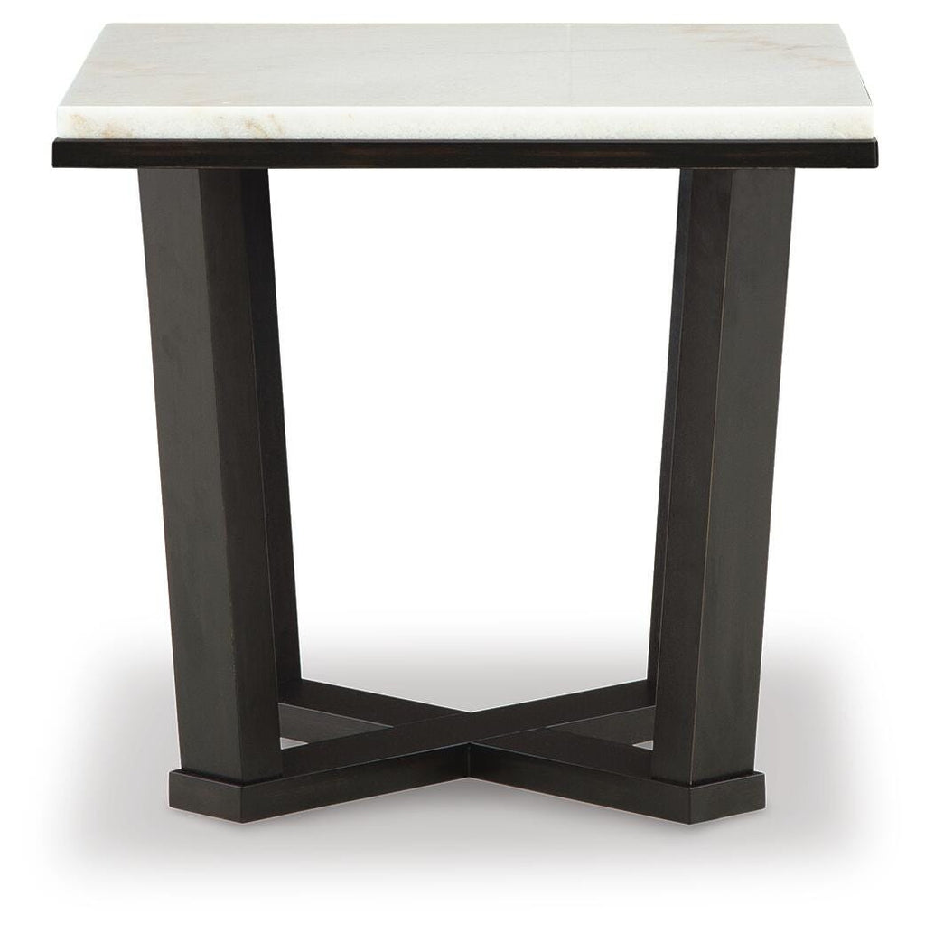 Fostead End Table in White/Espresso, front view