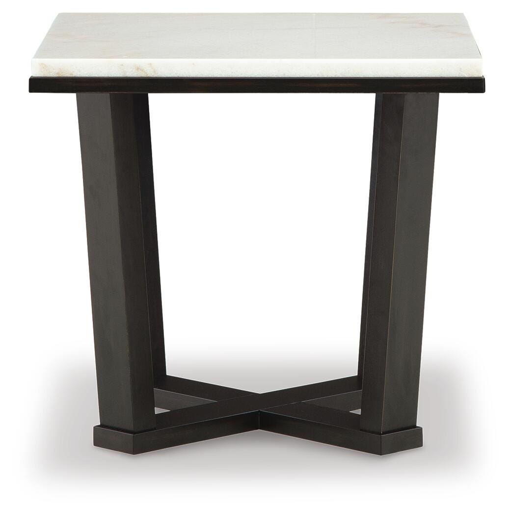 Fostead End Table in White/Espresso, front view
