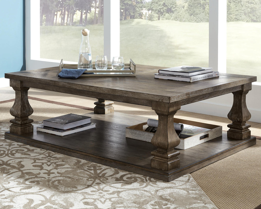 Johnelle Coffee Table in Gray, lifestyle view