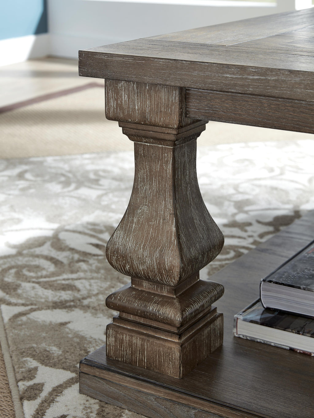 Johnelle Coffee Table in Gray, detail view