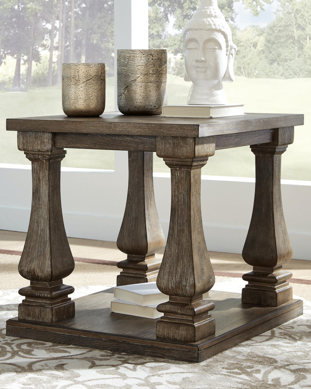 Johnelle End Table in Gray, lifestyle view