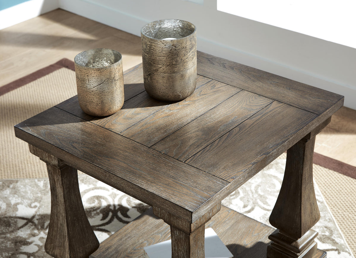 Johnelle End Table in Gray, top view