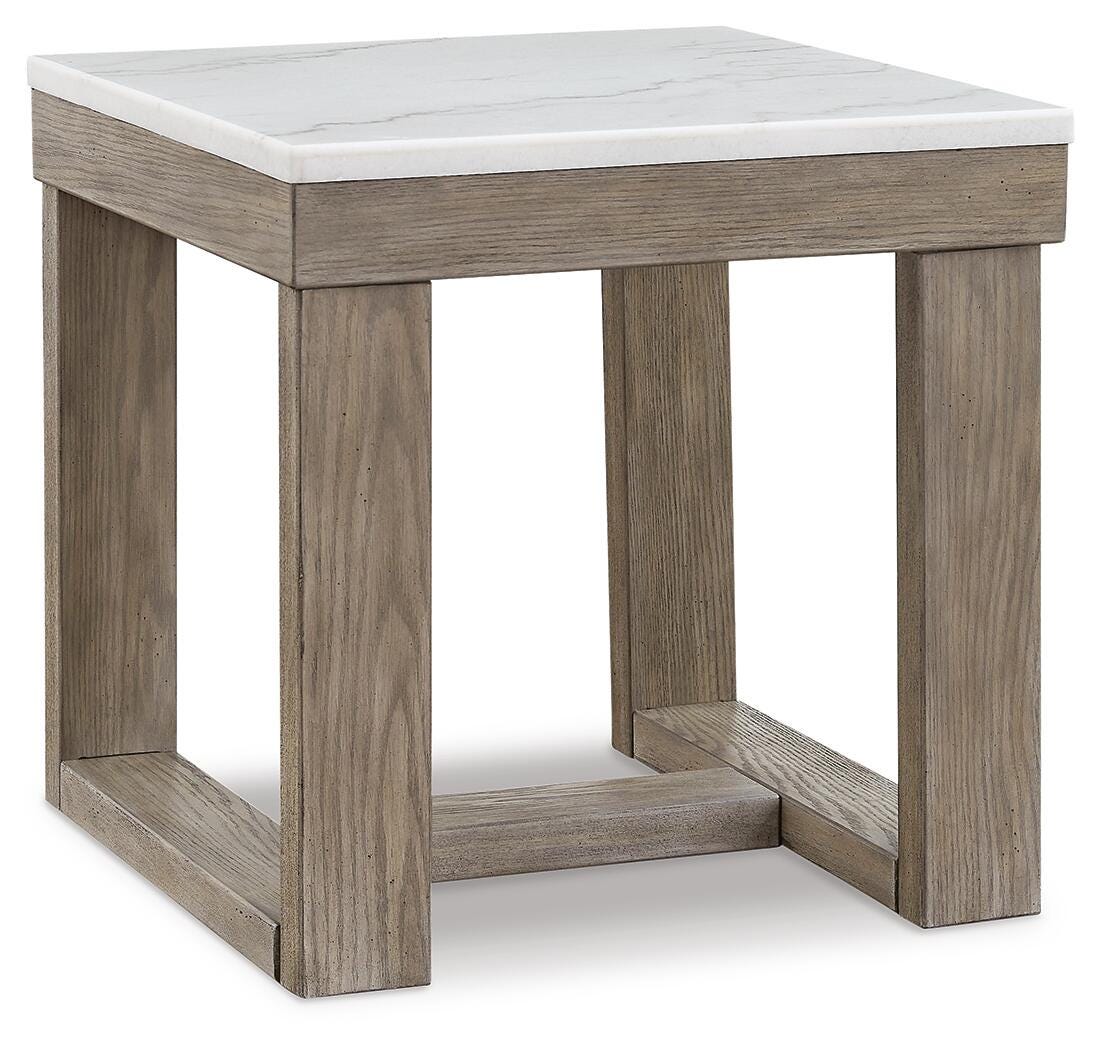 Loyaska End Table in Brown/Ivory, angle view