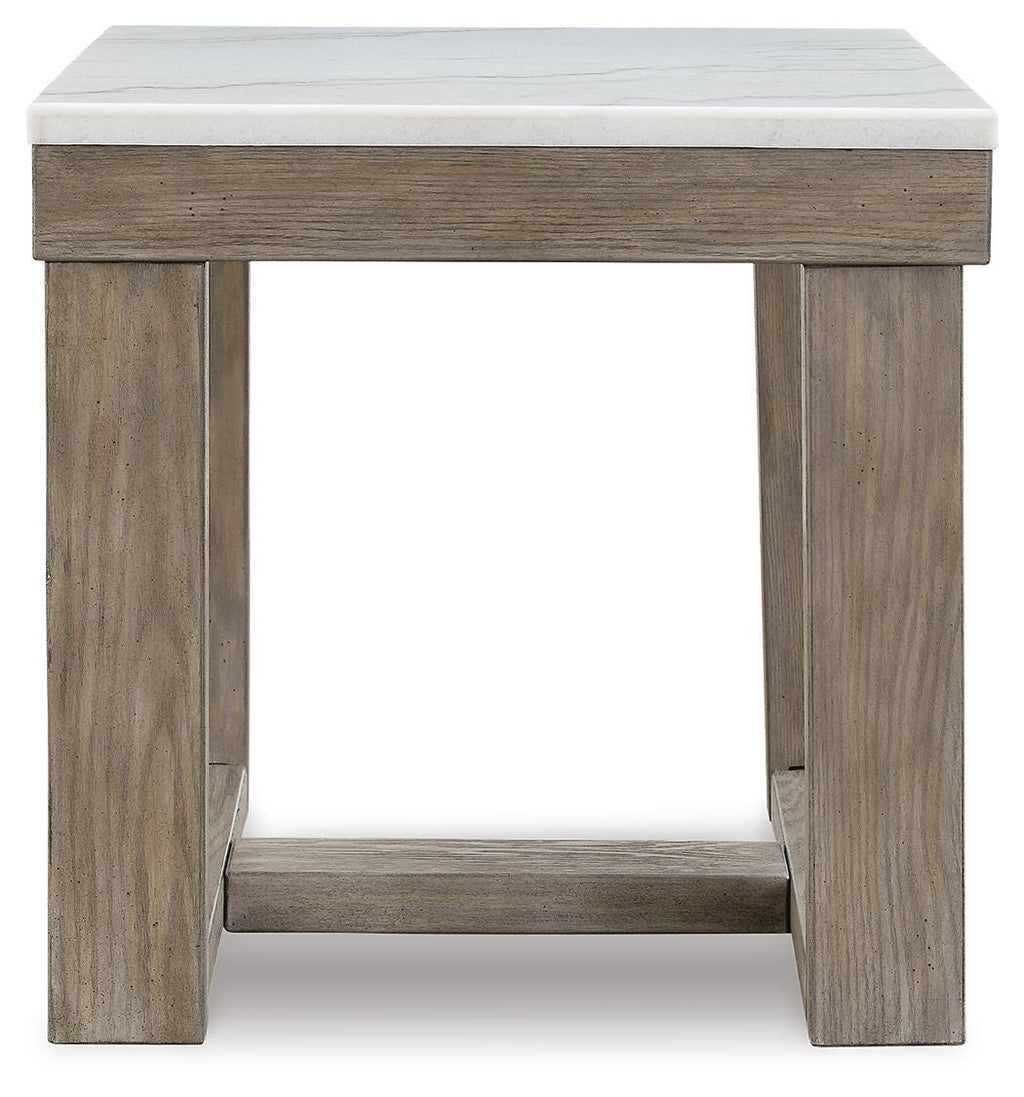 Loyaska End Table in Brown/Ivory, front view