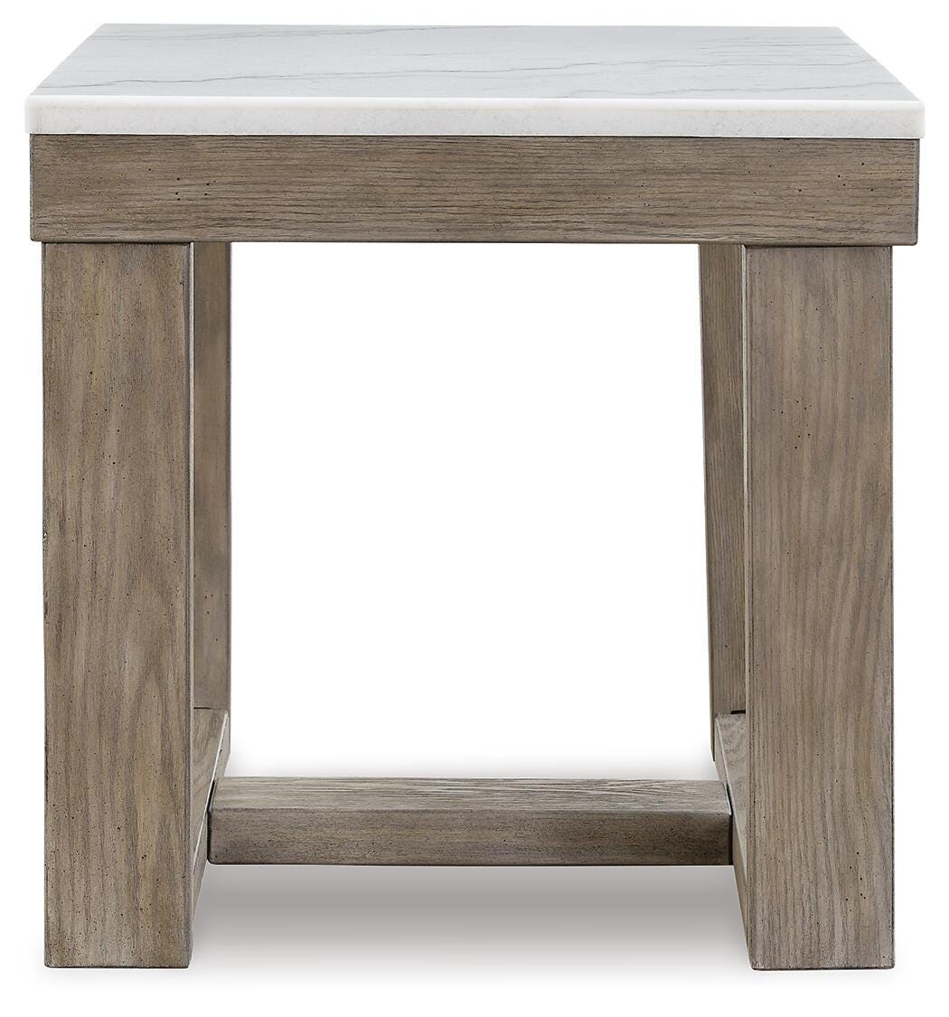 Loyaska End Table in Brown/Ivory, front view