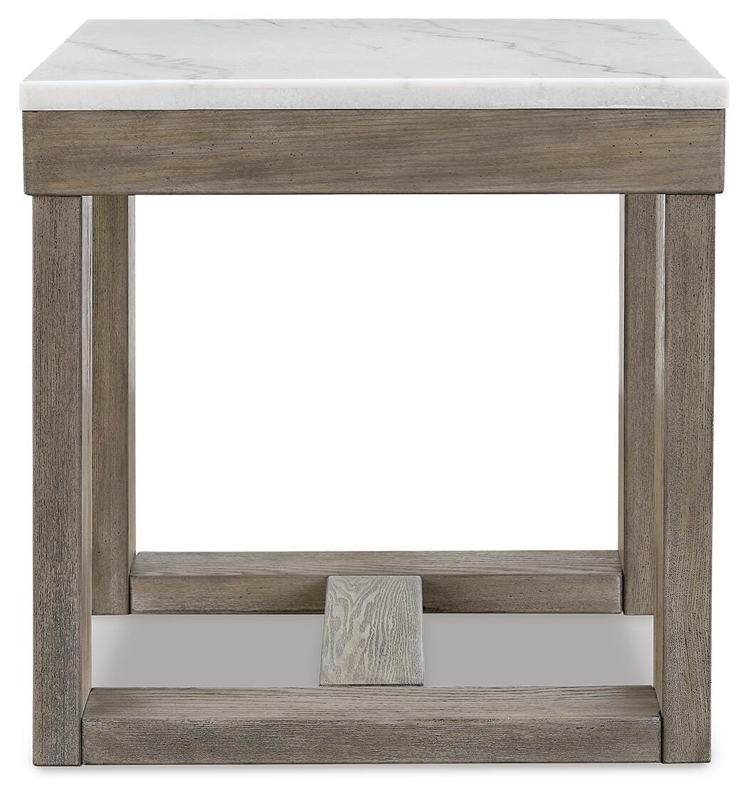 Loyaska End Table in Brown/Ivory, side view
