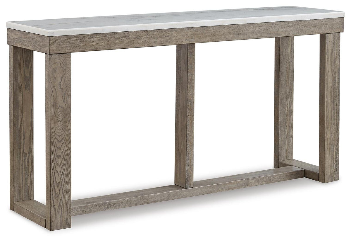 Loyaska Sofa Table in Brown/Ivory, angle view