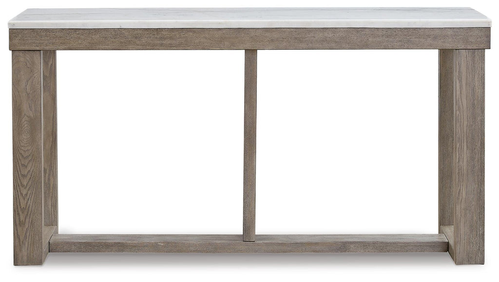 Loyaska Sofa Table in Brown/Ivory, front view