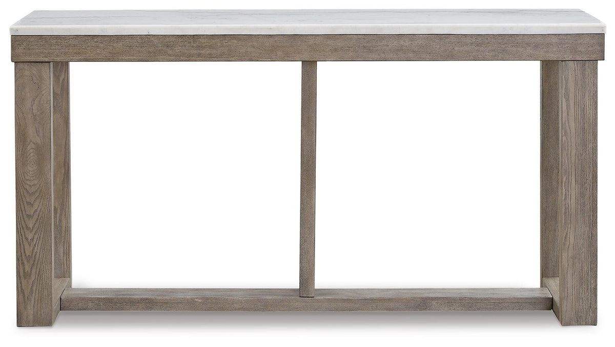 Loyaska Sofa Table in Brown/Ivory, front view