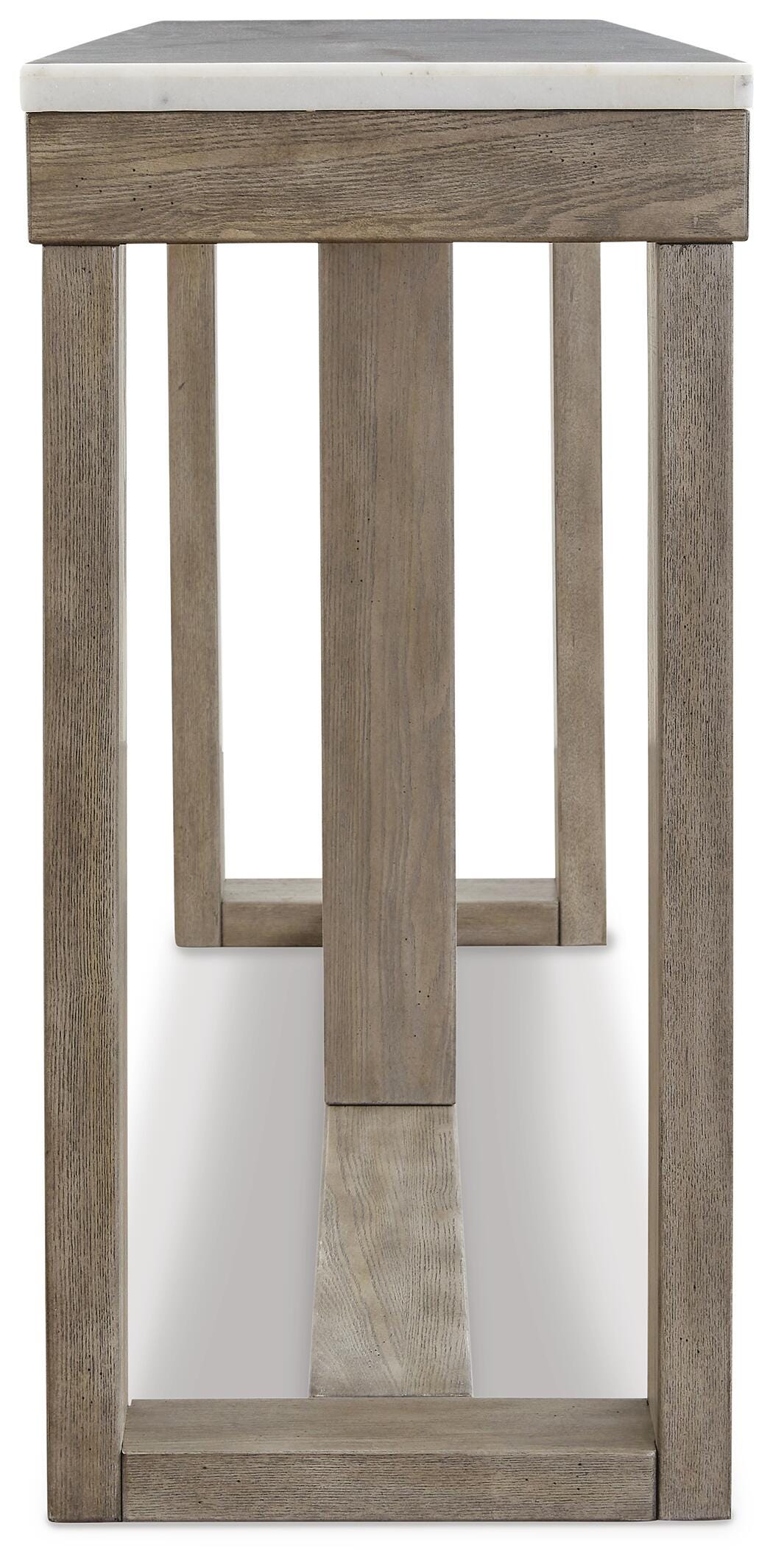 Loyaska Sofa Table in Brown/Ivory, side view