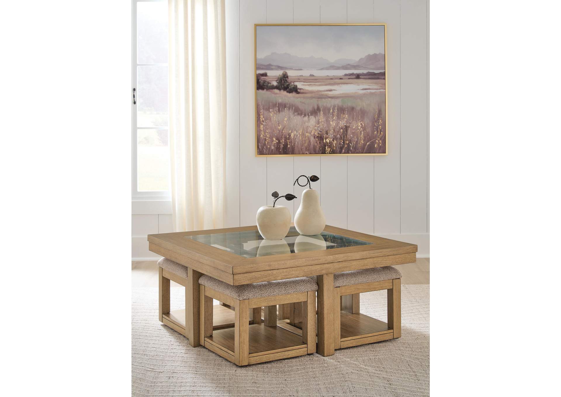 Wittenmyer Coffee Table with 4 Stools (Set of 5)