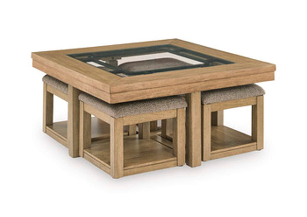 Wittenmyer Coffee Table with 4 Stools (Set of 5) angled view