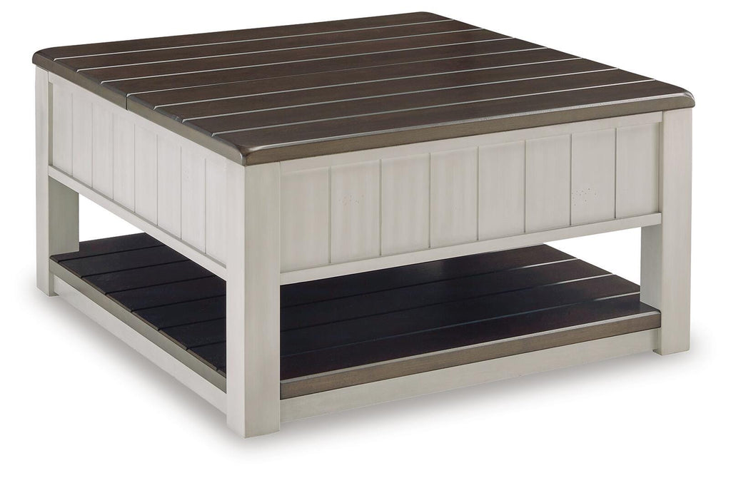Darborn Lift-Top Coffee Table in Gray/Brown, back view
