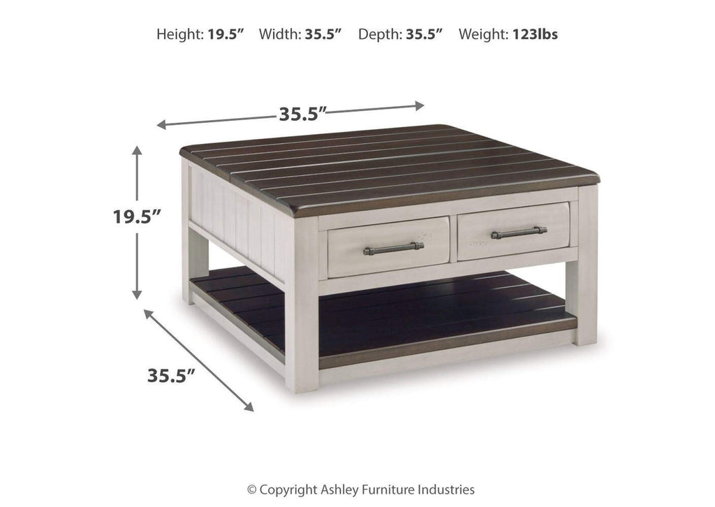 Darborn Coffee Table with 1 End Table dimensions