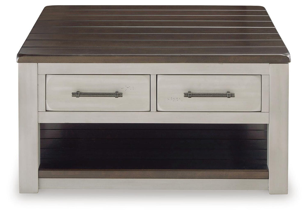 Darborn Lift-Top Coffee Table in Gray/Brown, front view