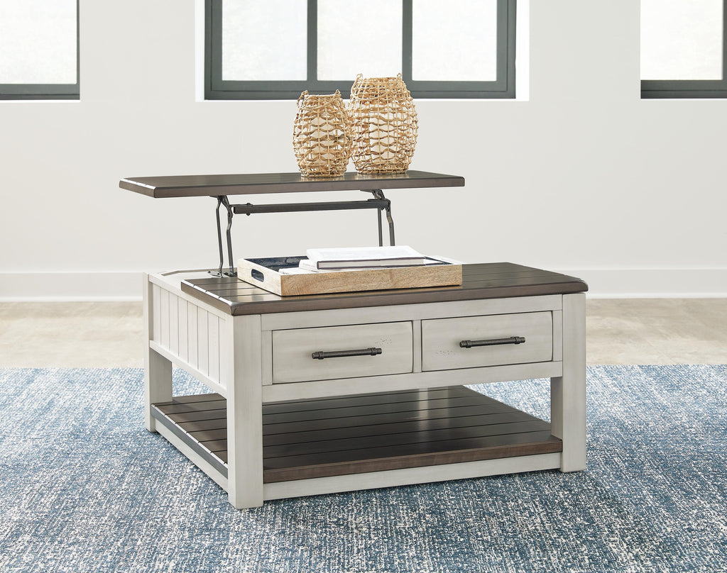 Darborn Lift-Top Coffee Table in Gray/Brown, open view