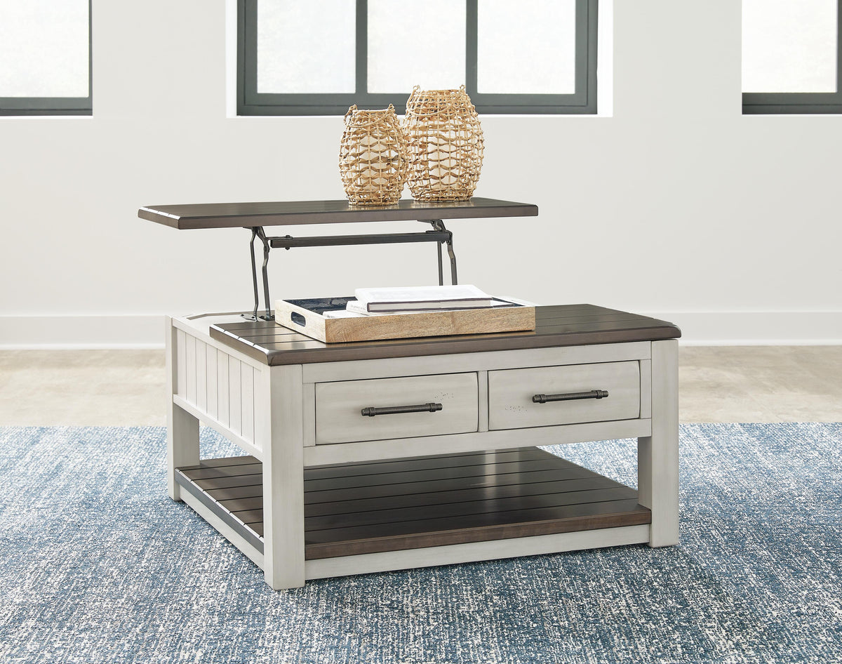 Darborn Lift-Top Coffee Table in Gray/Brown, open view