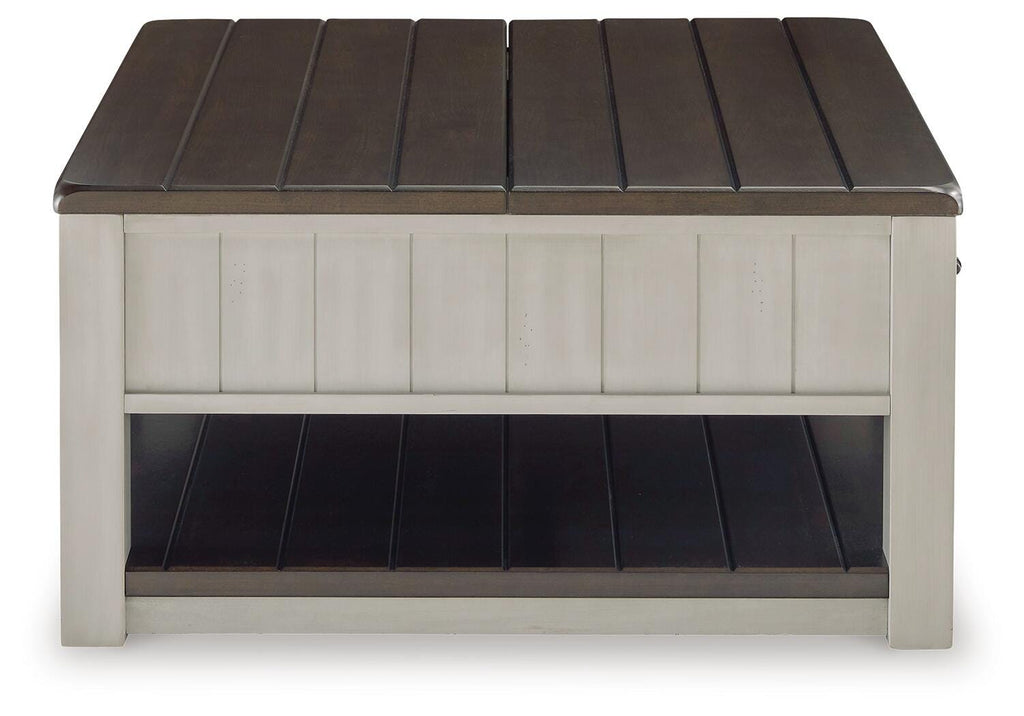 Darborn Lift-Top Coffee Table in Gray/Brown, side view