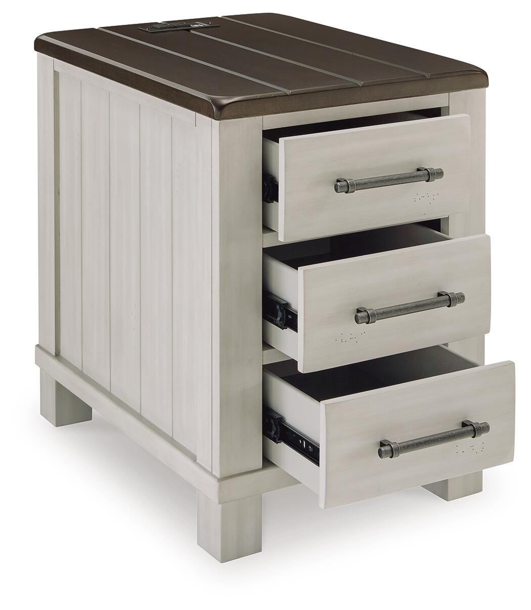 Darborn Chairside End Table in Gray/Brown, open view