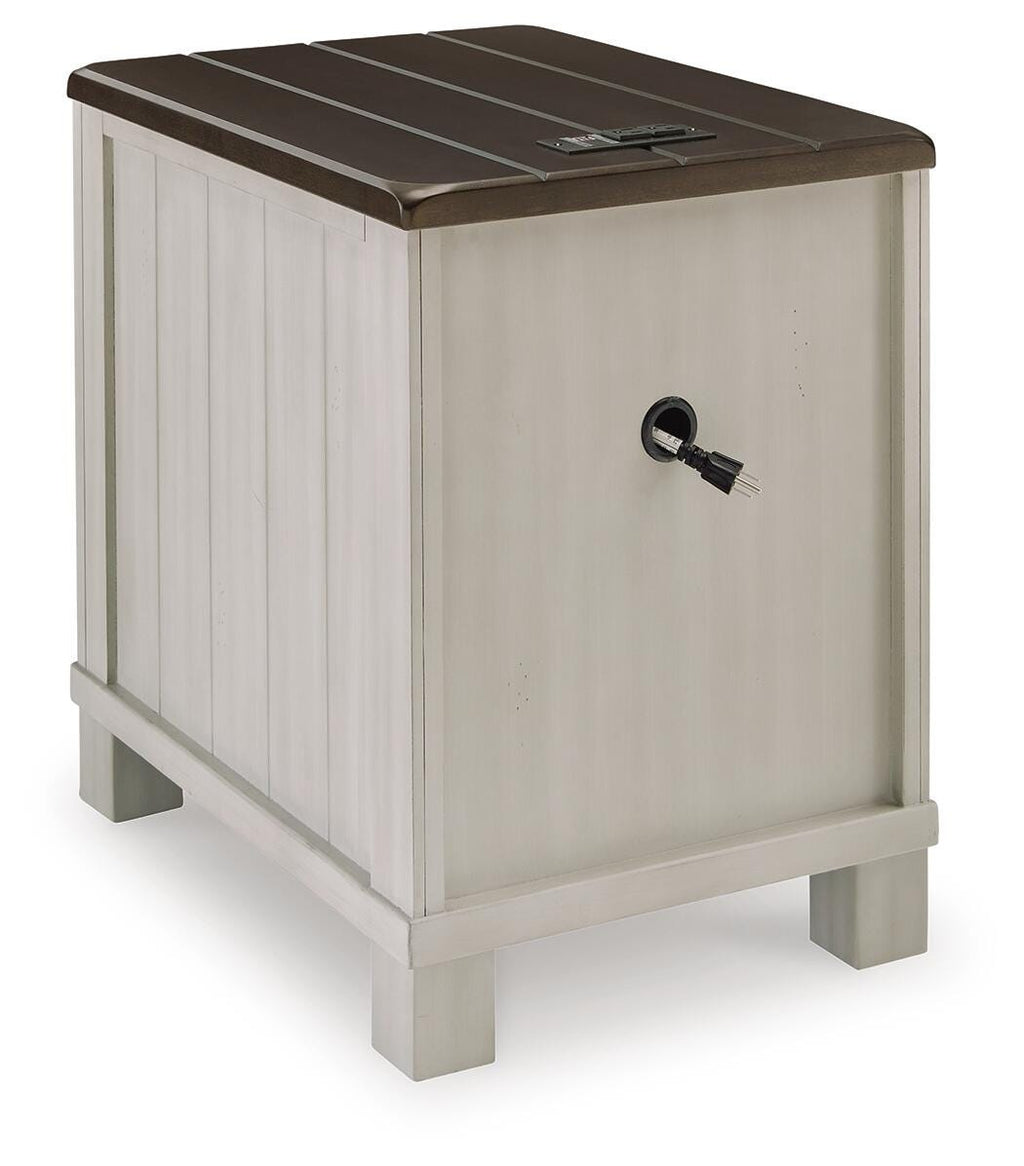 Darborn Chairside End Table in Gray/Brown, back view