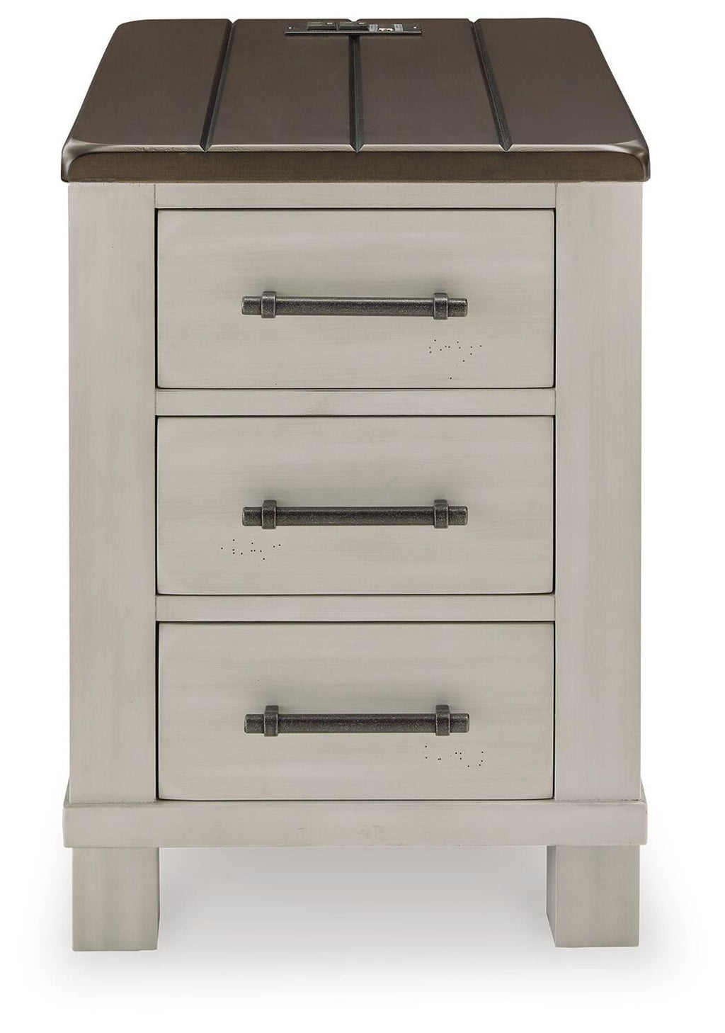 Darborn Chairside End Table in Gray/Brown, front view