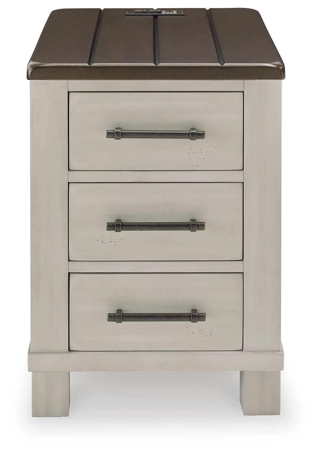 Darborn Chairside End Table in Gray/Brown, front view