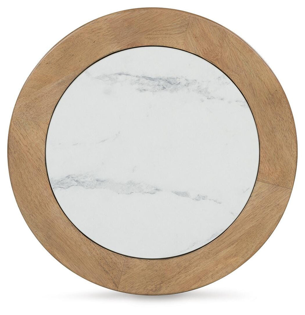 Camdill End Table in Light Brown/White, top view