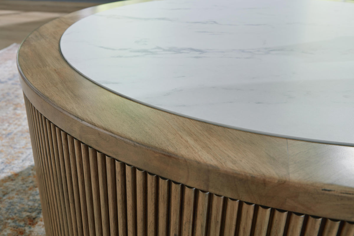 Camdill Coffee Table in Light Brown/White, detail view