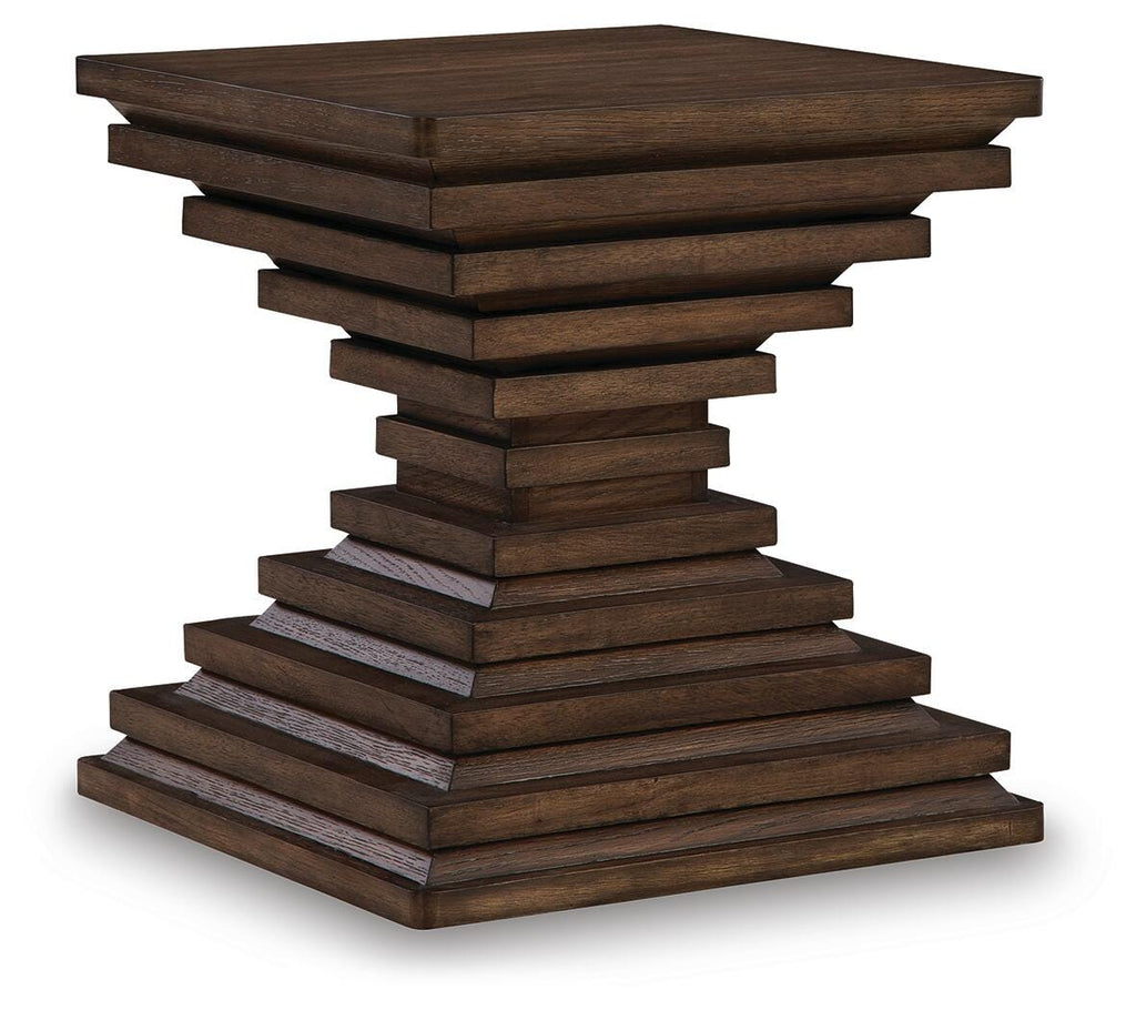 Hannodream End Table in Warm Brown, angle view