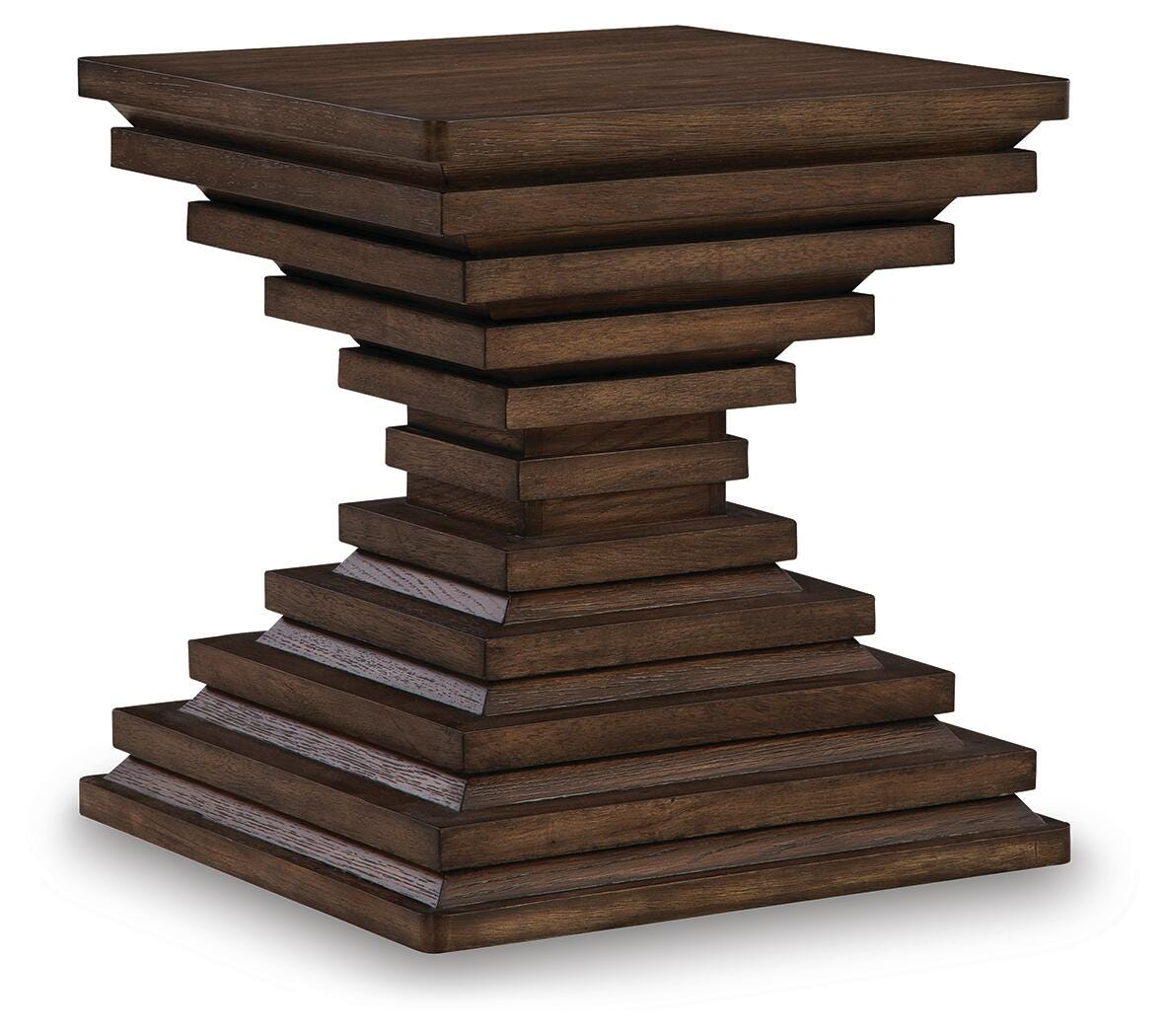 Hannodream End Table in Warm Brown, angle view