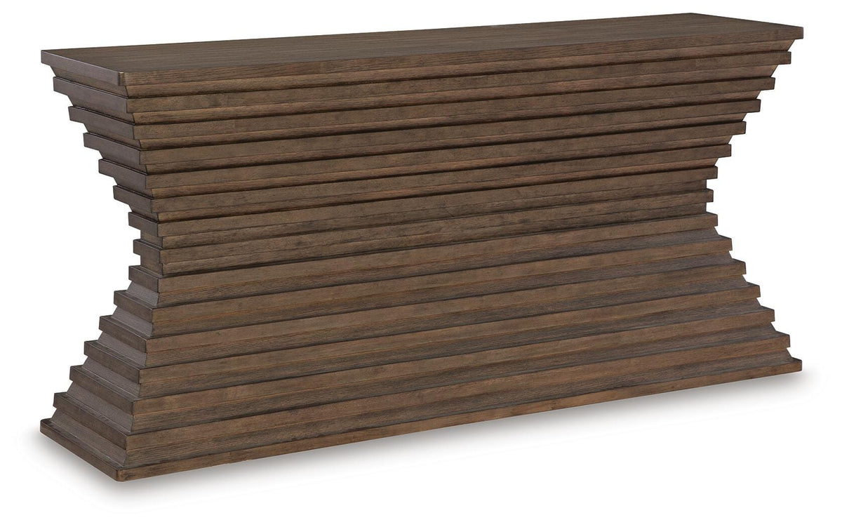 Hannodream Sofa Table in Warm Brown, angle view