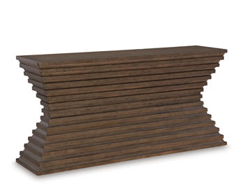 Hannodream Sofa Table in Warm Brown, angle view