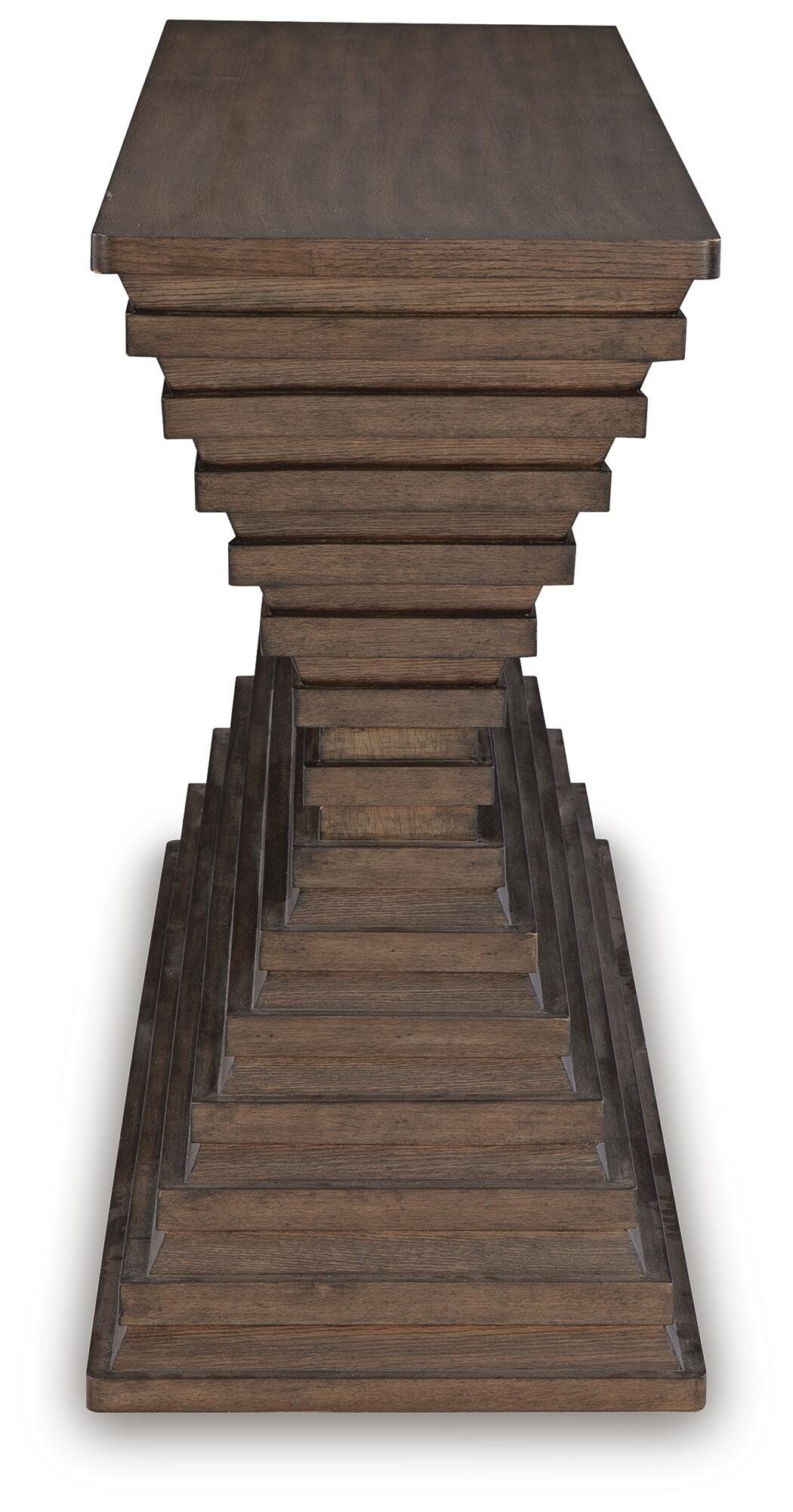 Hannodream Sofa Table in Warm Brown, side view