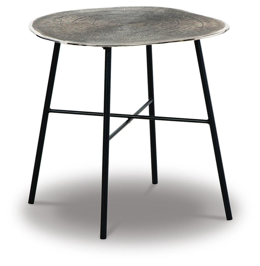 Laverford End Table in Chrome/Black, angle view