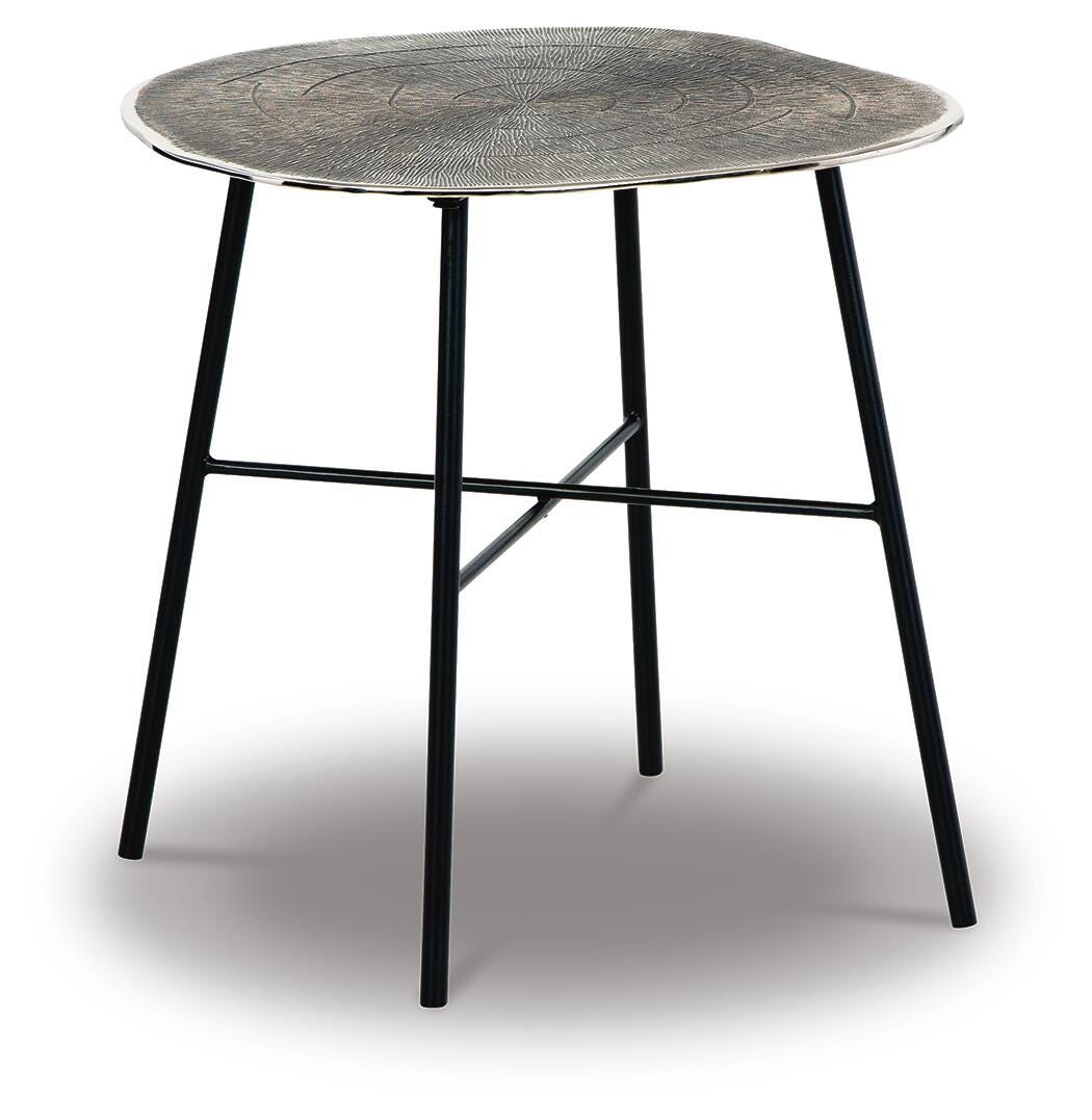 Laverford End Table in Chrome/Black, angle view