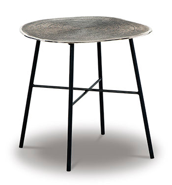 Laverford End Table in Chrome/Black, angle view