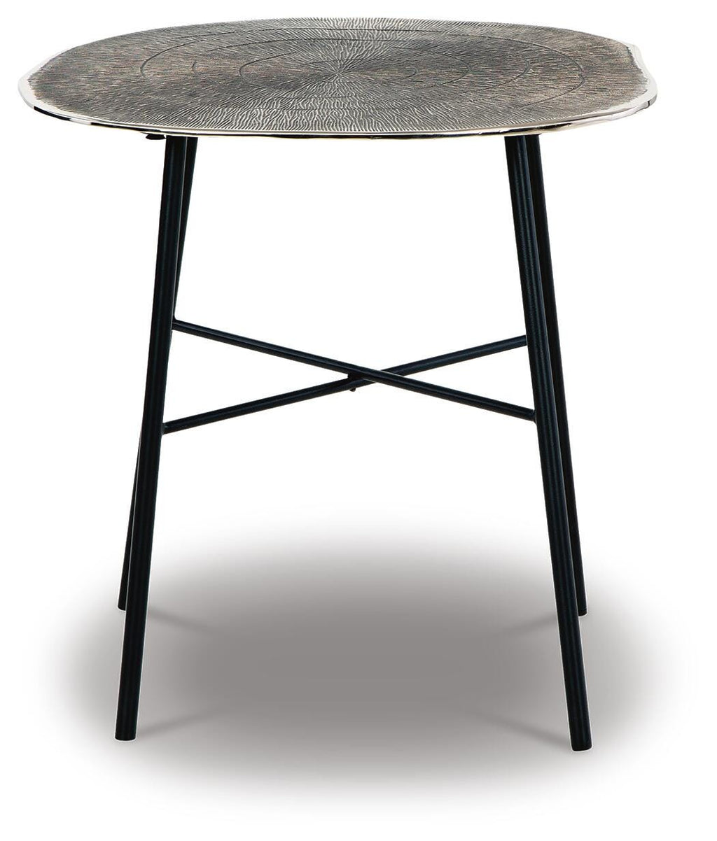 Laverford End Table in Chrome/Black, front view