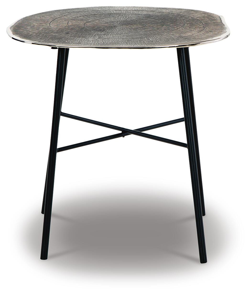 Laverford End Table in Chrome/Black, front view