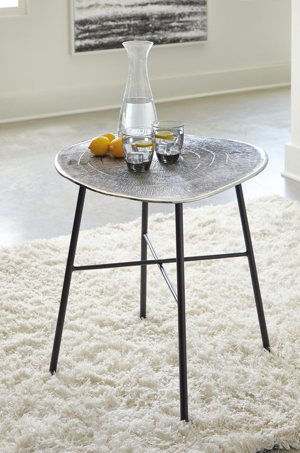Laverford End Table in Chrome/Black, alternate view 3