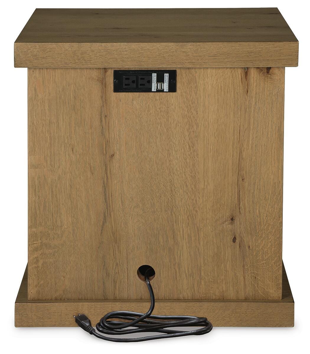 Brinstead Chairside End Table in Light Brown, back view