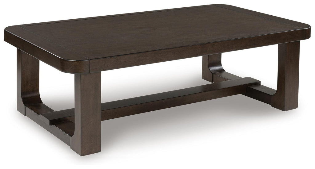 Breckington Coffee Table in Dark Brown, angle view