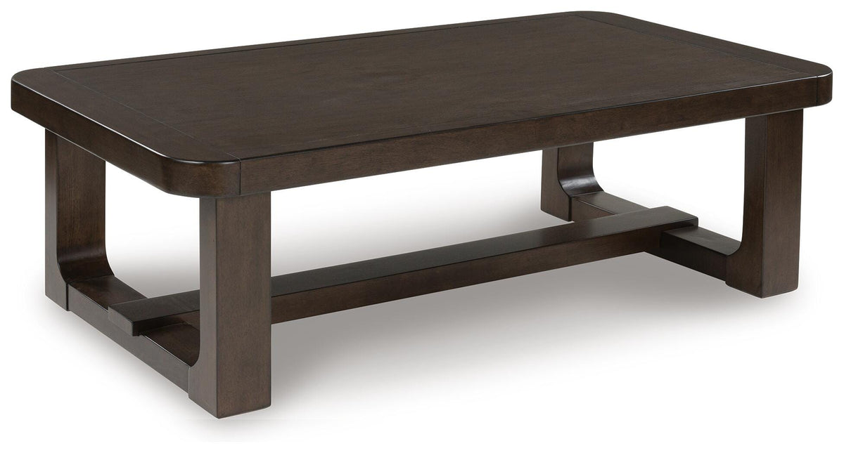 Breckington Coffee Table in Dark Brown, angle view