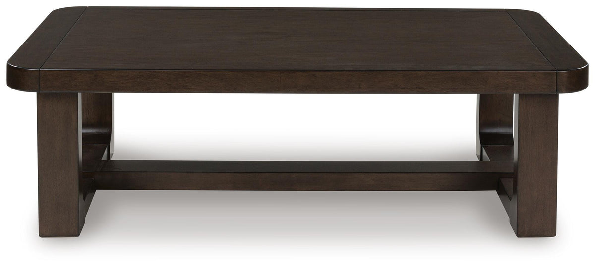 Breckington Coffee Table in Dark Brown, front view