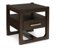 Breckington End Table in Dark Brown, angle view