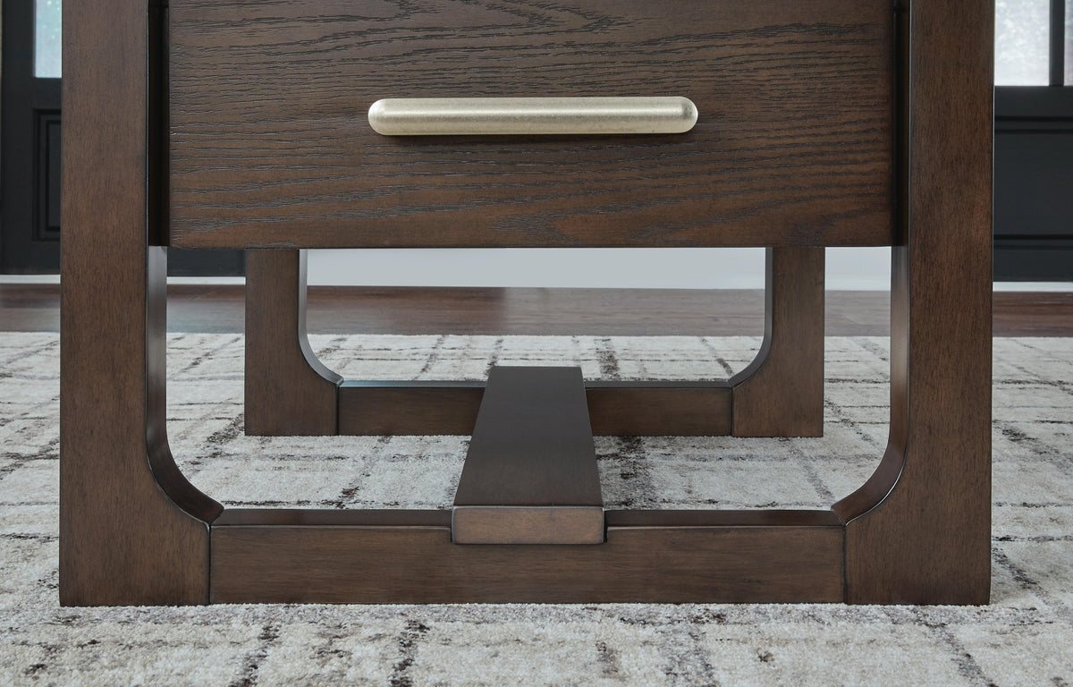 Breckington End Table in Dark Brown, detail view