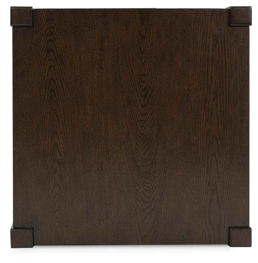 Breckington End Table in Dark Brown, top view