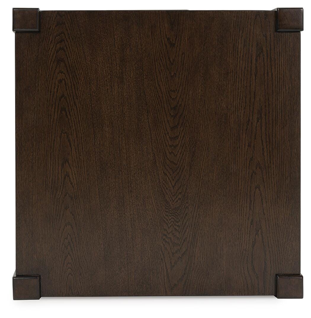 Breckington End Table in Dark Brown, top view