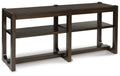 Breckington Sofa Table in Dark Brown, angle view