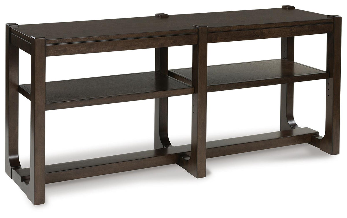 Breckington Sofa Table in Dark Brown, angle view